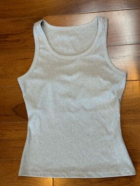 SHEIN Silver Ribbed Scoop Neck Tank